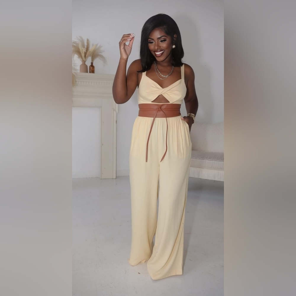The Drop Women's Impala Yellow Cream Jumpsuit by influencer @idesign8 NWT - Picture 2 of 7
